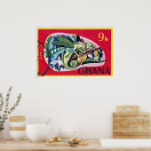 Ghanaian Vintage Chameleon Print - Postage Stam Poster (Küche)