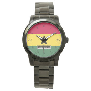 Ghanaische Flagge   INDIVIDUELLE NAME Armbanduhr