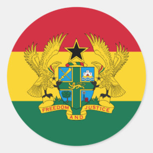 Ghanaische Flagge & Wappen, Flagge Ghanas Runder Aufkleber