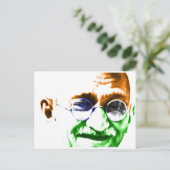Ghandi über subtile indische Flagge Postkarte (Stehend Vorderseite)