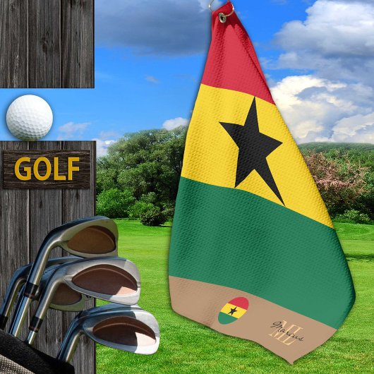 Ghanianische Fahne, Ghana mit Monogramm /Africa-Go Golfhandtuch