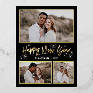 Ghear Sky FOIL Happy New Year Card Postcard Folien Feiertagspostkarte