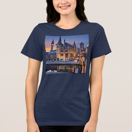 Ghent, Belgium cityscape Tri-Blend Shirt (Vorderseite)