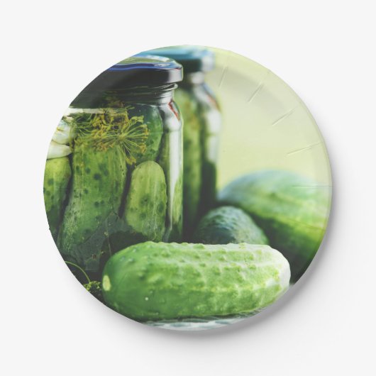 Gherkins Food Pickles Dill Cucumber Green Pappteller (Vorderseite)
