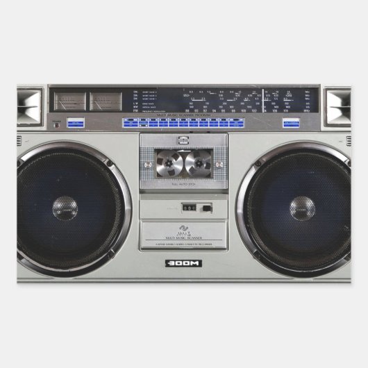Ghetto Blaster Boombox Rechteckiger Aufkleber (Vorderseite)