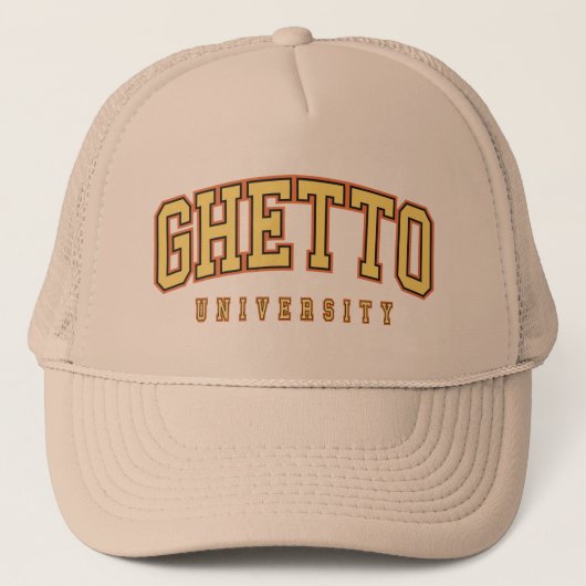 Ghetto University Tan Hat Truckerkappe (Vorderseite)