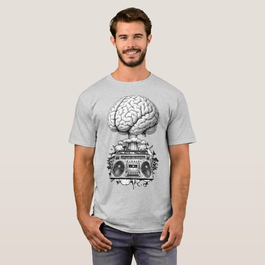 Ghettoblaster Brain Explosion Illustration  T-Shirt (Vorne ganz)