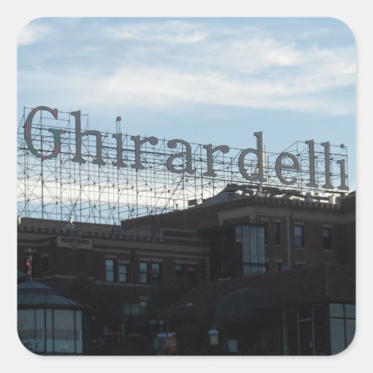 Ghirardelli Square - San Francisco Quadratischer Aufkleber (Vorderseite)
