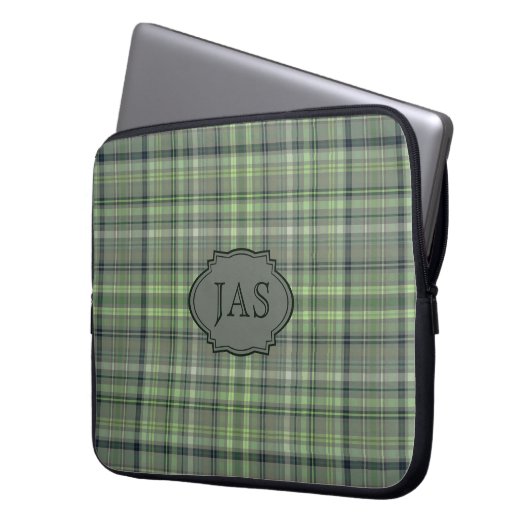 Ghlas Kariert mit/ Initials Laptopschutzhülle (Vorderseite Links)