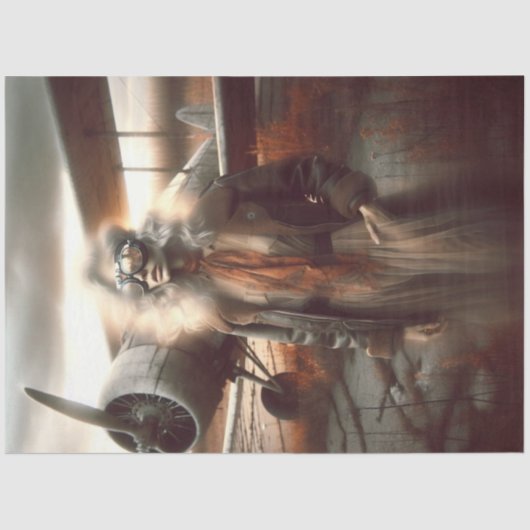 Ghoful Aviator bei Sunset - Vintage Decoupage Seidenpapier (Vorderseite)