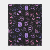 Ghoful Bats & Eerie Faces Halloween Black Fleecedecke (Vorderseite)