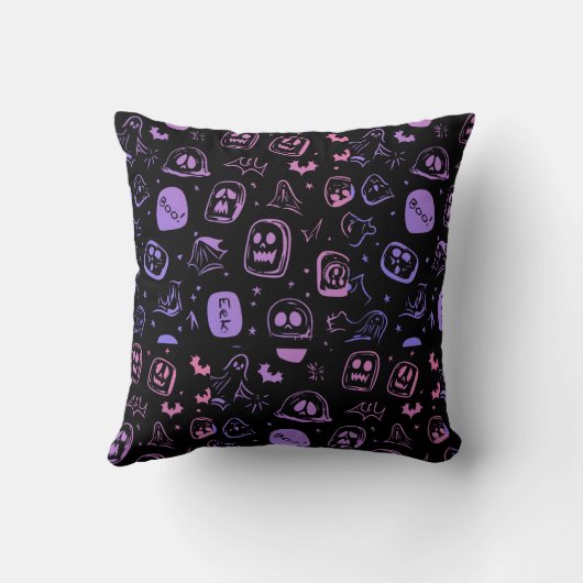 Ghoful Bats & Eerie Faces Halloween Dekoration Kissen (Rückseite)