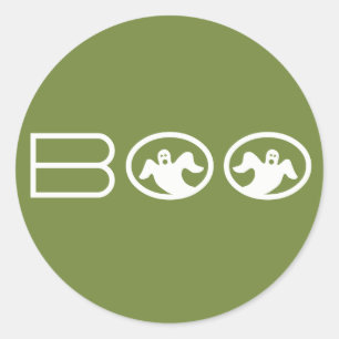 Ghoful Boo Halloween Stickers, grün und weiß Runder Aufkleber