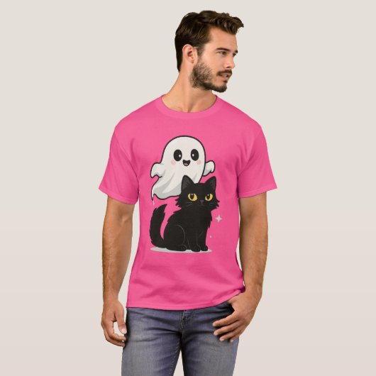 Ghoful Cat Vibes - Spooky Niedlicher T - Shirt (Vorne ganz)