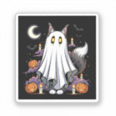 Ghoful Coon - Fluffy Maine Coon Halloween Aufkleber (Vorderseite)