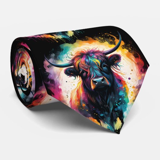 Ghoful Grace: Spektralholographische Hochlandkuh, Krawatte (Gerollt)