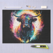 Ghoful Grace: Spektralholographische Hochlandkuh, Seidenpapier (Handwerk)