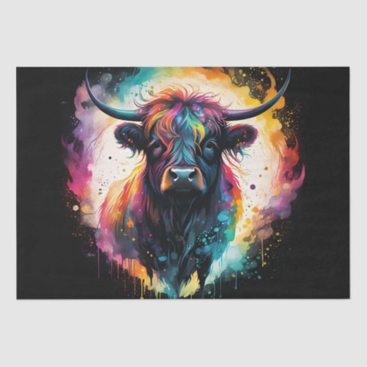 Ghoful Grace: Spektralholographische Hochlandkuh, Seidenpapier (Vorderseite)