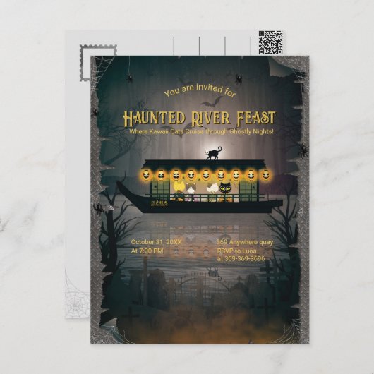 Ghoful Graveyard Cruise Einladung Postkarte (Vorne/Hinten)
