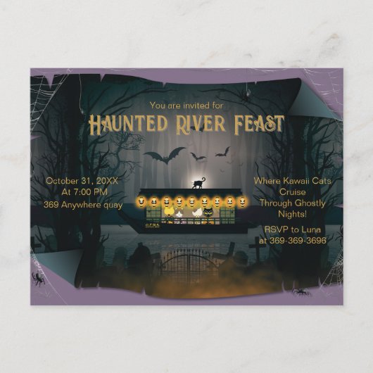 Ghoful Graveyard Cruise Einladung Postkarte (Vorderseite)