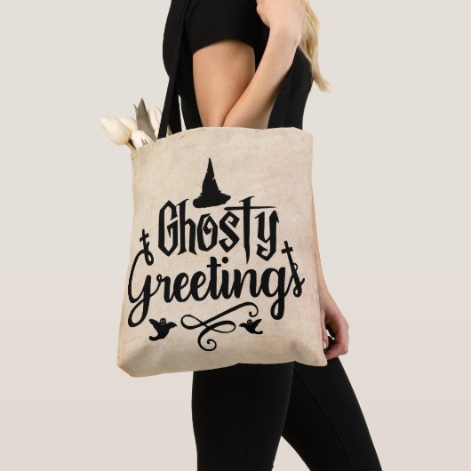 Ghoful Grüße Antike Aussehen Halloween Tasche (Von Nahem)