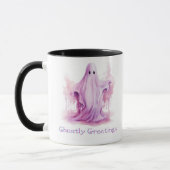 Ghoful Grüße Pink Ghost Halloween Tasse (Links)