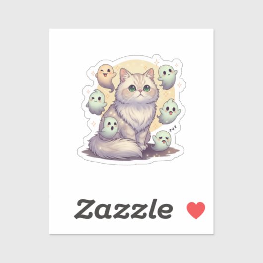 Ghoful Persian - Fluffy Persian Cat Halloween Aufkleber (Blatt)
