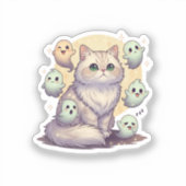 Ghoful Persian - Fluffy Persian Cat Halloween Aufkleber (Vorderseite)