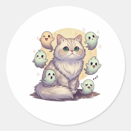 Ghoful Persian - Fluffy Persian Cat Halloween Runder Aufkleber (Vorderseite)