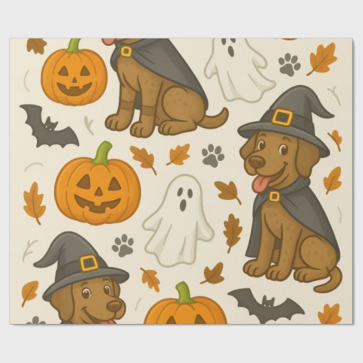 Ghoful Puppy Halloween Geschenkpapier (Flach)