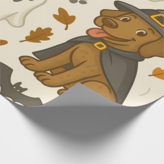 Ghoful Puppy Halloween Geschenkpapier (Ecke)
