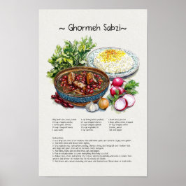 Ghormeh Sabzi Illustration, Persische Kunst Poster