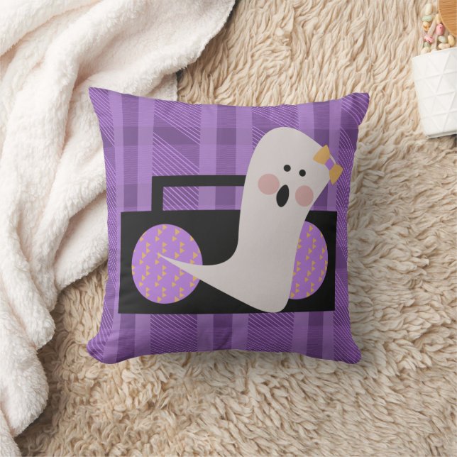 Ghost 80er 90s Lila Karierte Halloween-Kissen Kissen (Decke)