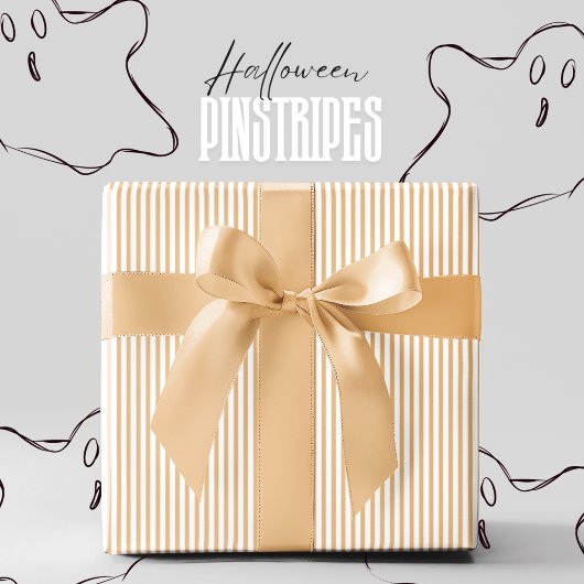 Ghost Ale Yellow und White Pinstrichen Halloween Geschenkpapier