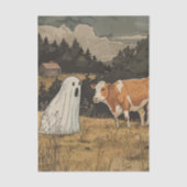 Ghost and Cow Halloween Farmhouse Tissue Paper Seidenpapier (Vorderseite)