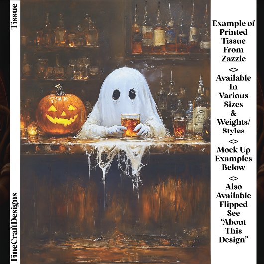 Ghost at Haunted Halloween Bar EA2L Decoupage Seidenpapier