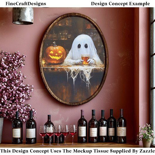 Ghost at Haunted Halloween Bar EA2L Decoupage Seidenpapier