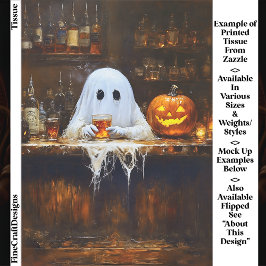 Ghost at Haunted Halloween Bar EA2R Decoupage Seidenpapier