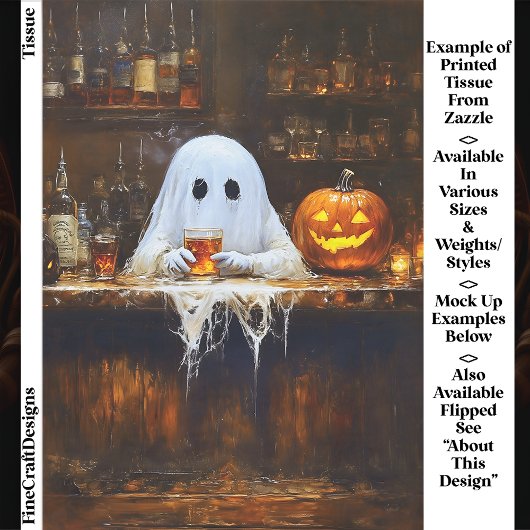 Ghost at Haunted Halloween Bar EA2R Decoupage Seidenpapier