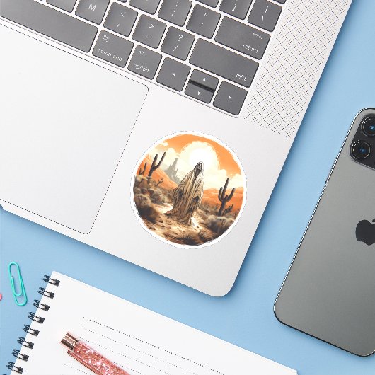 Ghost auf einem Coolen Geist der Wüste Aufkleber (Laptop mit iPhone)