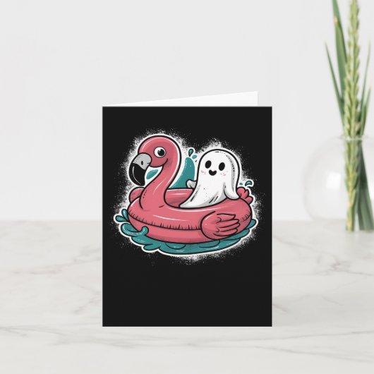 Ghost auf einem Pool Funny Spookoky Sommer Summerw Karte (Vorderseite)