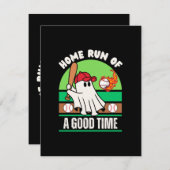 Ghost Baseball Player Halloween Begleitkarte (Vorne/Hinten)