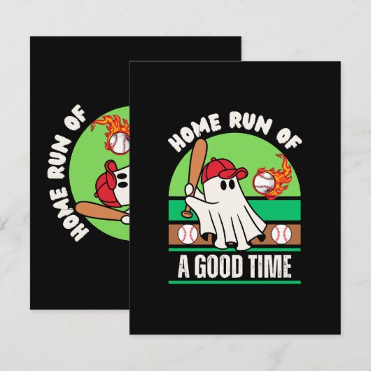 Ghost Baseball Player Halloween Begleitkarte (Vorne/Hinten)