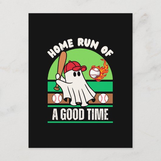 Ghost Baseball Player Halloween Begleitkarte (Vorderseite)