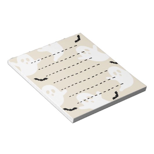 Ghost Bat Dashed Line Halloween Blank Notizblock (angewinkelt)