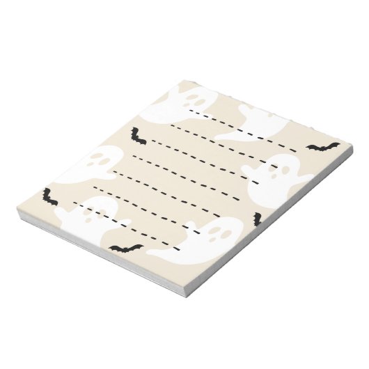 Ghost Bat Dashed Line Halloween Blank Notizblock (Rotiert)
