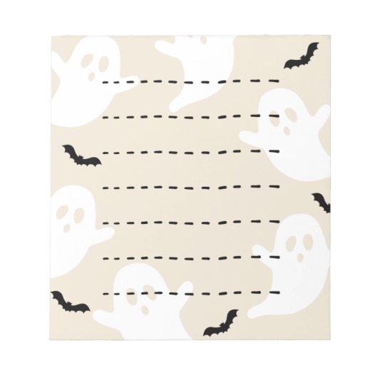 Ghost Bat Dashed Line Halloween Blank Notizblock (Vorderseite)