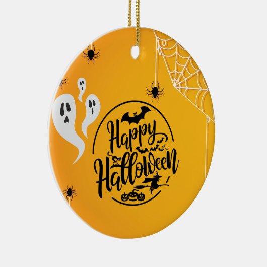 GHOST BAT SPIDER WEB ILLUSTRATION HALLOWEEN KERAMIK ORNAMENT (Rechts)