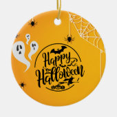 GHOST BAT SPIDER WEB ILLUSTRATION HALLOWEEN KERAMIK ORNAMENT (Vorne)