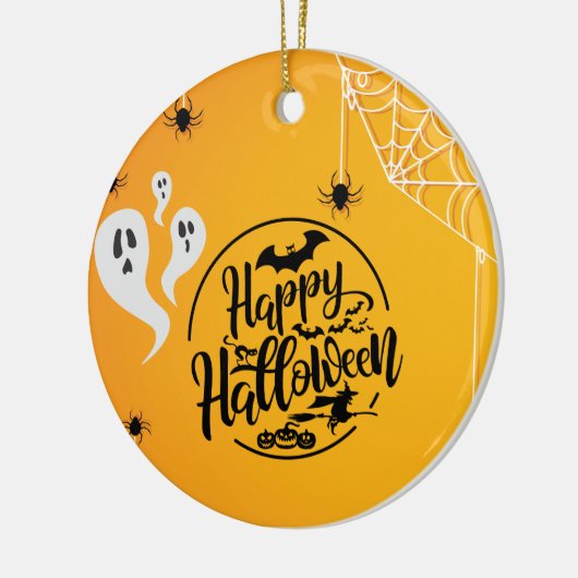 GHOST BAT SPIDER WEB ILLUSTRATION HALLOWEEN KERAMIK ORNAMENT (Links)